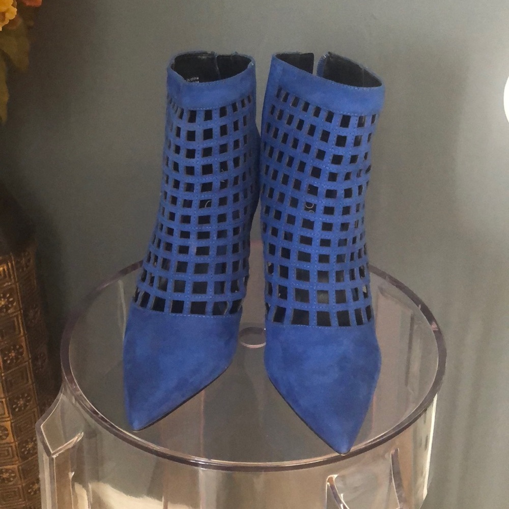 Aldo Blue Geometric Heeled Boots
